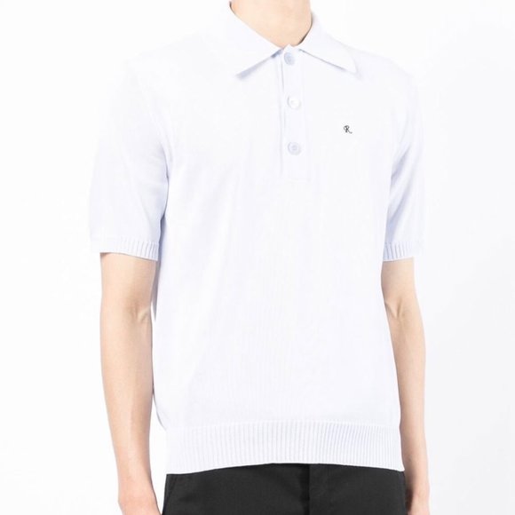 Raf Simons, Men's Cotton Sweater Polo, Light Blue, M - Picture 9 of 10